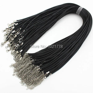 2mm Wax Leather Cord Necklace Rope Chain Lobster Clasp DIY Jewelry Accessories