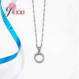 Cubic Zirconia Jewelry Set, Hollow Round Pendant & Earrings, 925 Sterling Silver