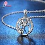 925 Silver CZ Owl Pendant Nighthawk Necklace Top