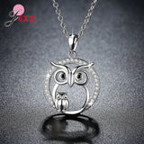 925 Silver CZ Owl Pendant Nighthawk Necklace Top