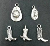 50pcs Mixed Cowboy Boot & Hat Charms Pendants Jewelry Accessories