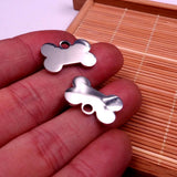 30pcs Small Bone Dog Tag Charms Stainless Steel DIY Jewelry Finding