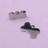 30pcs Small Bone Dog Tag Charms Stainless Steel DIY Jewelry Finding