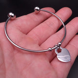 Fate Love Stainless Steel Cuff Bracelet with Heart Charms