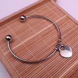 Fate Love Stainless Steel Cuff Bracelet with Heart Charms