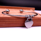Fate Love Stainless Steel Cuff Bracelet with Heart Charms
