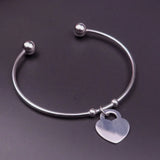 Fate Love Stainless Steel Cuff Bracelet with Heart Charms