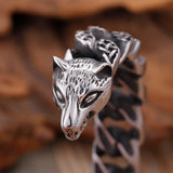 Heavy Stainless Steel Biker Wolf Cuff Bracelet