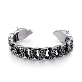 Heavy Stainless Steel Biker Wolf Cuff Bracelet