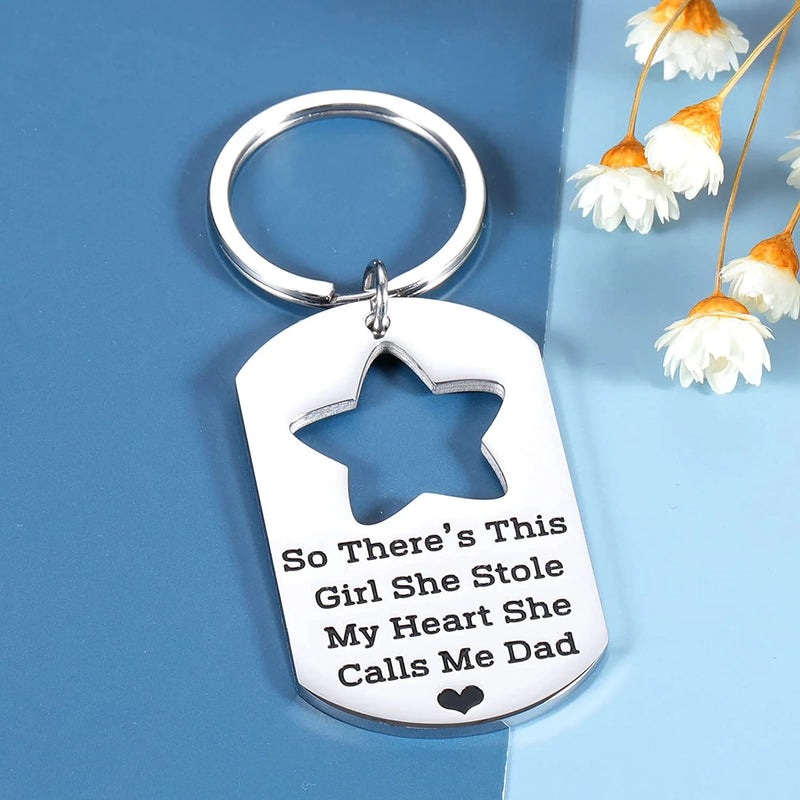 Father Daughter Necklace Keychain Set Heart Puzzle Dad Daughter Daddy Necklace