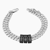 Father's Gift Cuban Link Men's Bracelet With Personalized Engrave Beads