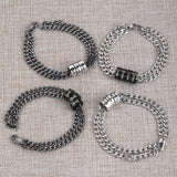 Father's Gift Cuban Link Men's Bracelet With Personalized Engrave Beads