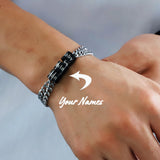 Father's Gift Cuban Link Men's Bracelet With Personalized Engrave Beads