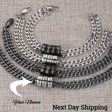 Father's Gift Cuban Link Men's Bracelet With Personalized Engrave Beads