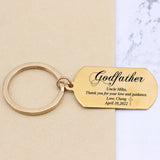 Father's Gift Keychain Name Baptism for Godfather Stainless Steel