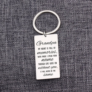 Memorial Keychain Stainless Steel Family Keyring In Memory Of Grandpa