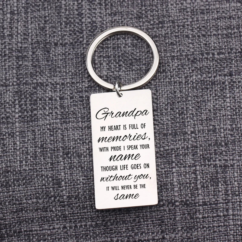 Memorial Keychain Stainless Steel Family Keyring In Memory Of Grandpa