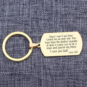 Stepdad Keychain Engraved - Perfect example, love you dad