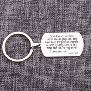 Stepdad Keychain Engraved - Perfect example, love you dad