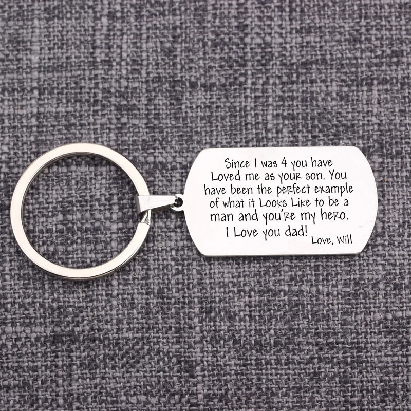 Stepdad Keychain Engraved - Perfect example, love you dad