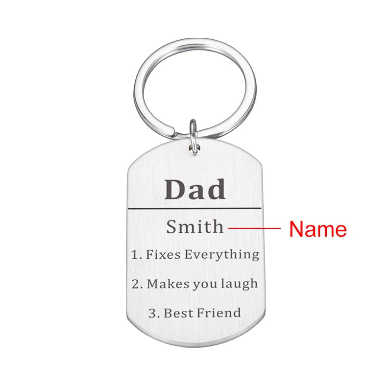 Personalized Dad Keychain Gift From Son Daughter