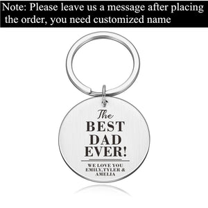 Personalized Family Keychain for Dad - Engraved Stainless Steel Keyring