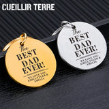 Personalized Family Keychain for Dad - Engraved Stainless Steel Keyring
