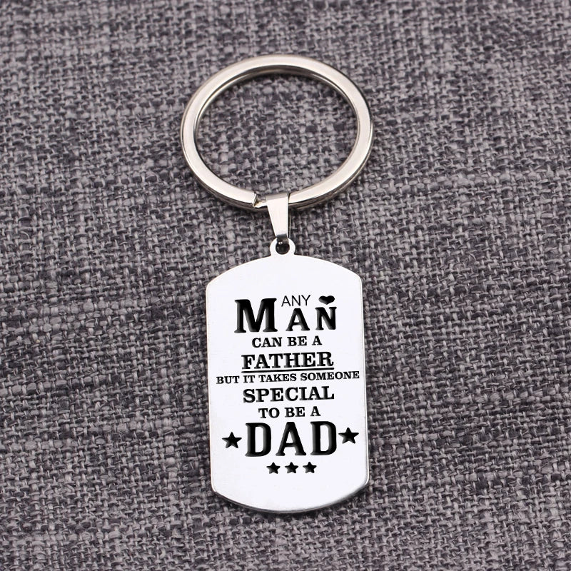 Father's Gift Keychain from Daughter Son: Any Man can be a Father Keyring