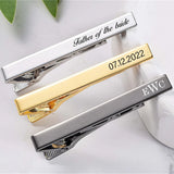 Personalized Name Tie Clip Engraved Date LOGO DIY Tie Clip Bar Necktie Clasp