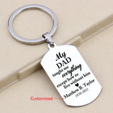 Personalized Fathers Keychain with Name & Date Memory - Gift for Dad