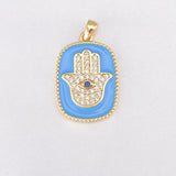 Fatima Hand DIY Jewelry Charms Enamel Craft Pendants Multicolor