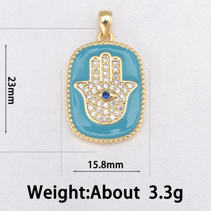 Fatima Hand DIY Jewelry Charms Enamel Craft Pendants Multicolor