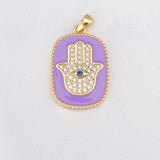 Fatima Hand DIY Jewelry Charms Enamel Craft Pendants Multicolor