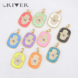 Fatima Hand DIY Jewelry Charms Enamel Craft Pendants Multicolor
