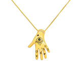 Fatima Hand Evil Eye Chain Necklace For Women CZ Jewelry Gift