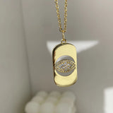 Fatima Rhinestones Heart Kiss Necklace Lucky Eyes Pendant Couple Jewelry