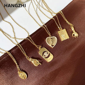 Fatima Rhinestones Heart Kiss Necklace Lucky Eyes Pendant Couple Jewelry