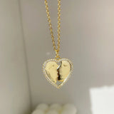 Fatima Rhinestones Heart Kiss Necklace Lucky Eyes Pendant Couple Jewelry