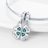 Four Leaf Clover Paw Silver Beads Charm for Bracelet Necklace