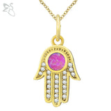 Opal Stone Hamsa Hand Necklace 925 Sterling Silver Choker