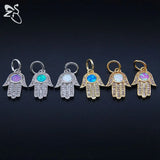 Opal Stone Hamsa Hand Necklace 925 Sterling Silver Choker