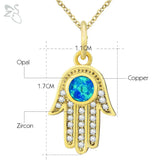 Opal Stone Hamsa Hand Necklace 925 Sterling Silver Choker