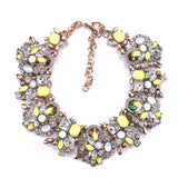 Fatpig Party Charm Flowers Necklace Women Crystal Jewelry Choker Statement