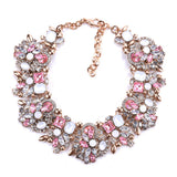 Fatpig Party Charm Flowers Necklace Women Crystal Jewelry Choker Statement