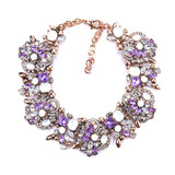 Fatpig Party Charm Flowers Necklace Women Crystal Jewelry Choker Statement