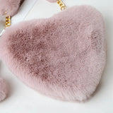 Heart Shape Shoulder Bag Faux Fur Women's Handbag Winter Love Purse