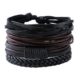 Faux Leather Layered Bracelet Retro Man Wristbands Charm Ornament