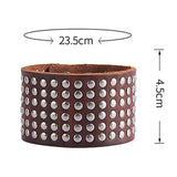 Spiked Faux Leather Bracelet Punk Wide Studded Cuff