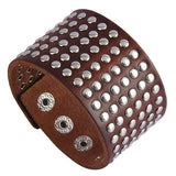 Spiked Faux Leather Bracelet Punk Wide Studded Cuff