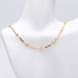 18K Plated Brass Chain with Rhombus Bezel Faux Pearl